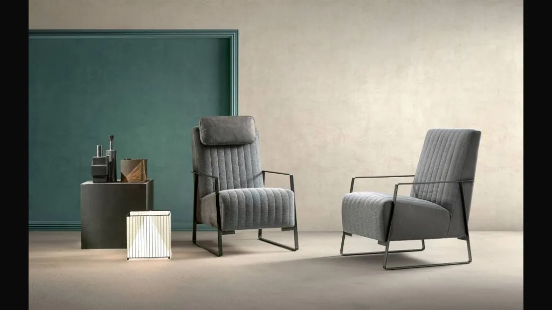 Angy fabric and leather armchair by Samoa
