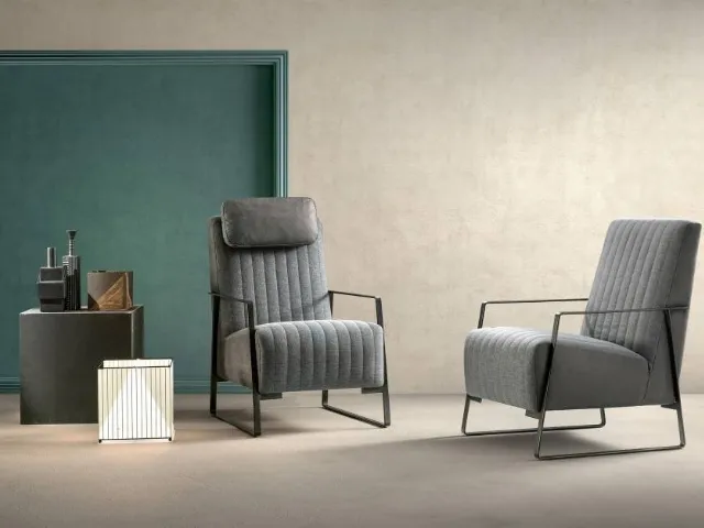 Angy fabric and leather armchair by Samoa