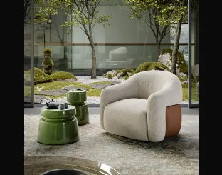Baldwin Turn fabric armchair with leather detail on the back by Cattelan Italia