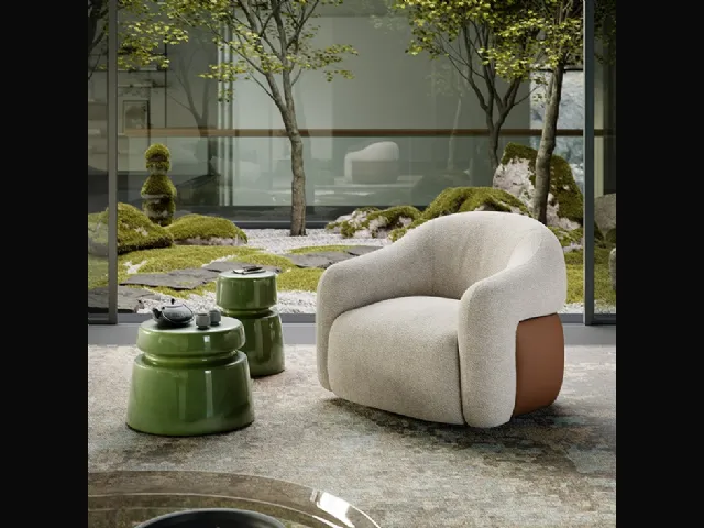 Baldwin Turn fabric armchair with leather detail on the back by Cattelan Italia