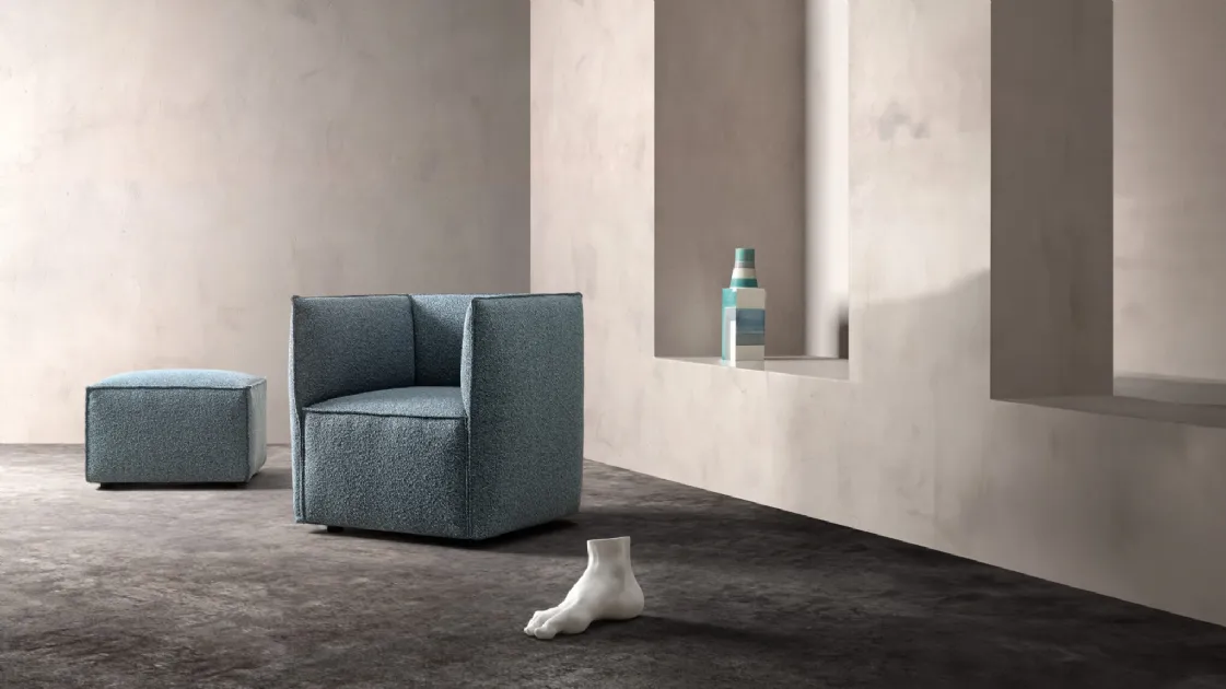Fabric armchair with a square shape Craft by Samoa.