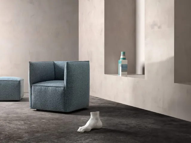 Fabric armchair with a square shape Craft by Samoa.