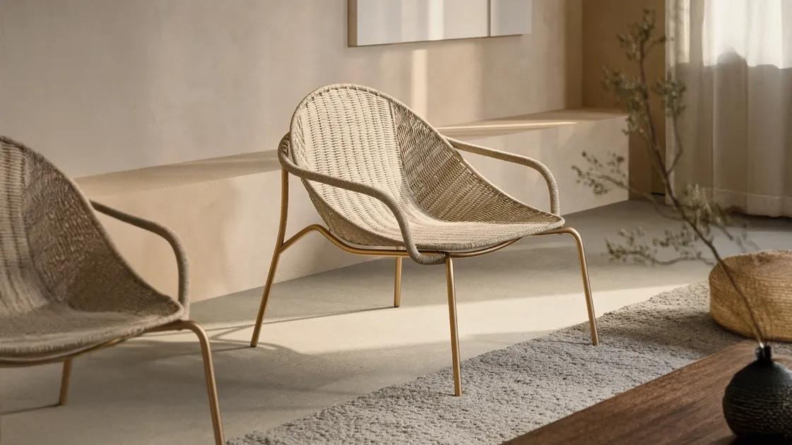 Nuvola Indoor armchair in natural Kraft paper and metal by Pianca.