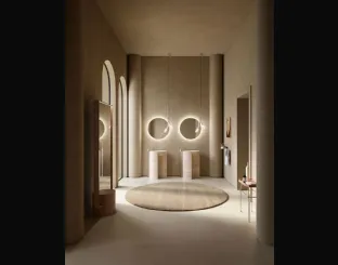 Freestanding washbasin Des Evolution Caramel 01 in Travertine Stone resin by Cerasa.