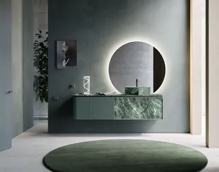 Bathroom furniture Des Evolution Deep Green 01 in lacquered and resin Alpi Green by Cerasa