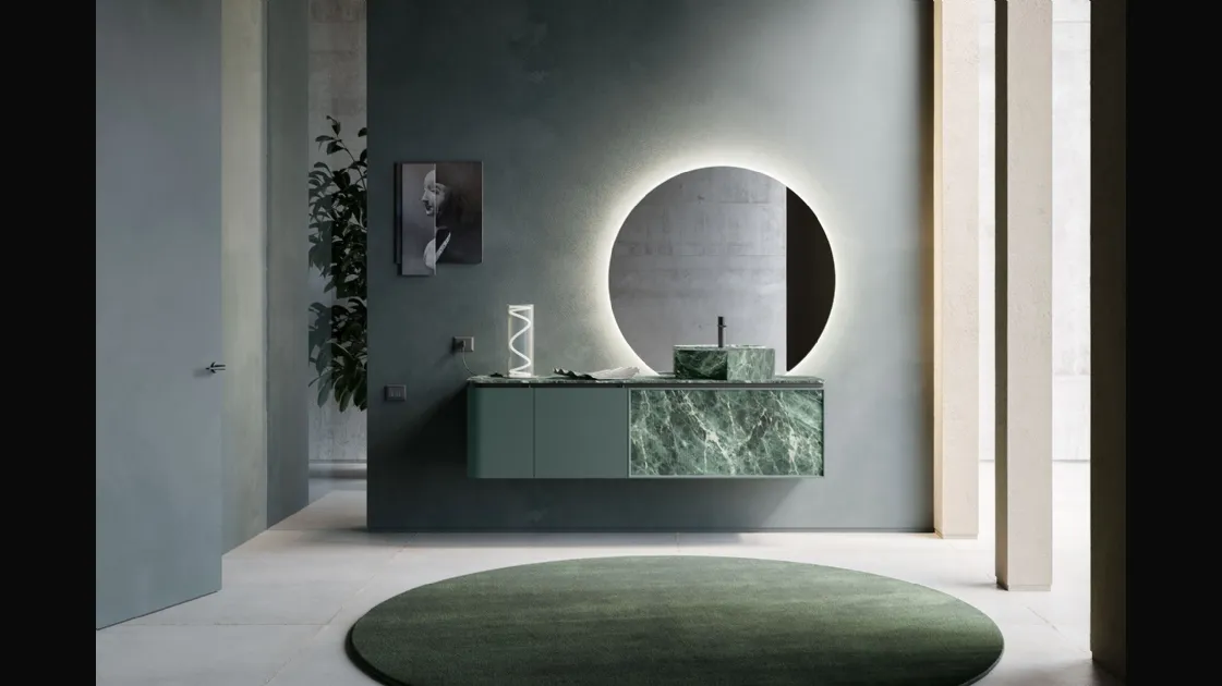 Bathroom furniture Des Evolution Deep Green 01 in lacquered and resin Alpi Green by Cerasa