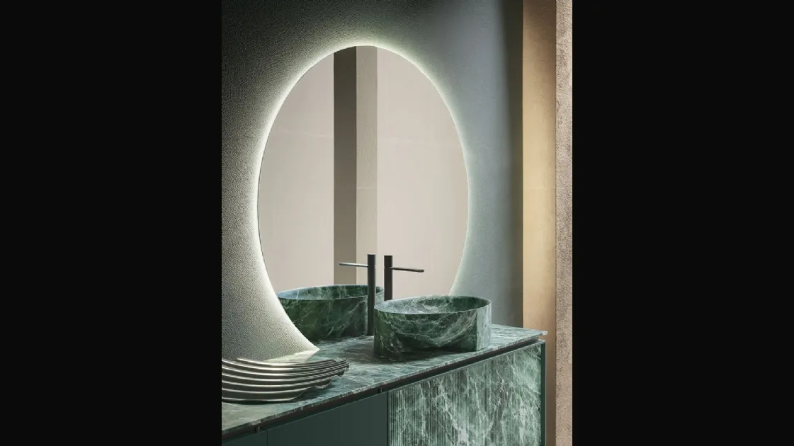 Bathroom cabinet Des Evolution Deep Green 01 in lacquered and resin Alpi Green by Cerasa.