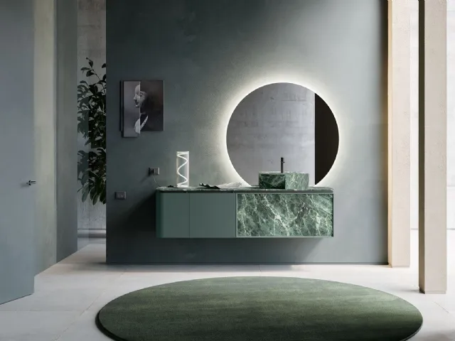 Bathroom furniture Des Evolution Deep Green 01 in lacquered and resin Alpi Green by Cerasa