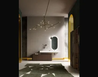 Bathroom furniture with a base in thermo-treated Oak Des Evolution Deep Green 02 by Cerasa.