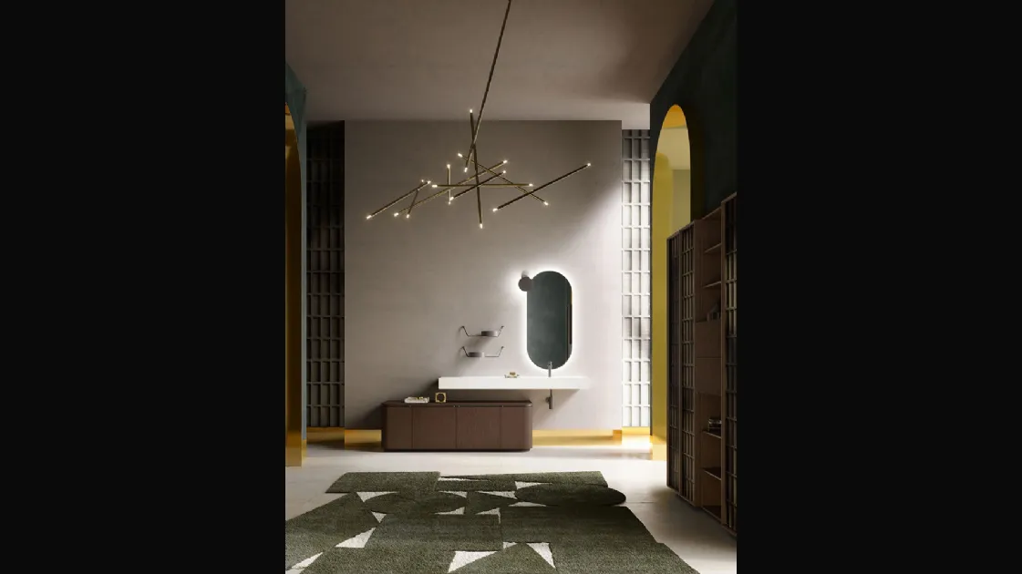 Bathroom furniture with a base in thermo-treated Oak Des Evolution Deep Green 02 by Cerasa.