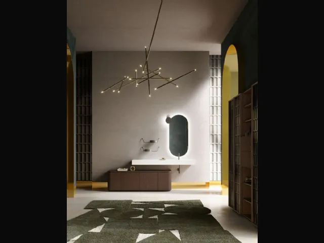 Bathroom furniture with a base in thermo-treated Oak Des Evolution Deep Green 02 by Cerasa.