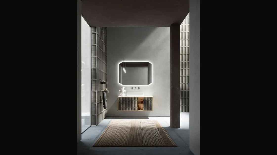 Bathroom Vanity Unit in Natural Oak Des Evolution 01 by Cerasa