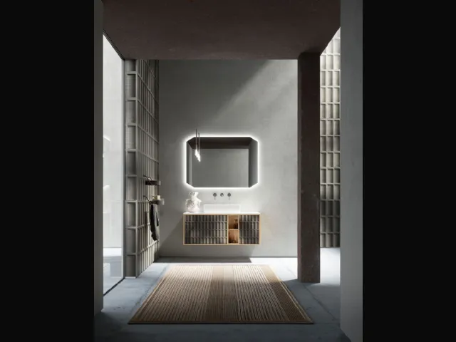 Bathroom Vanity Unit in Natural Oak Des Evolution 01 by Cerasa