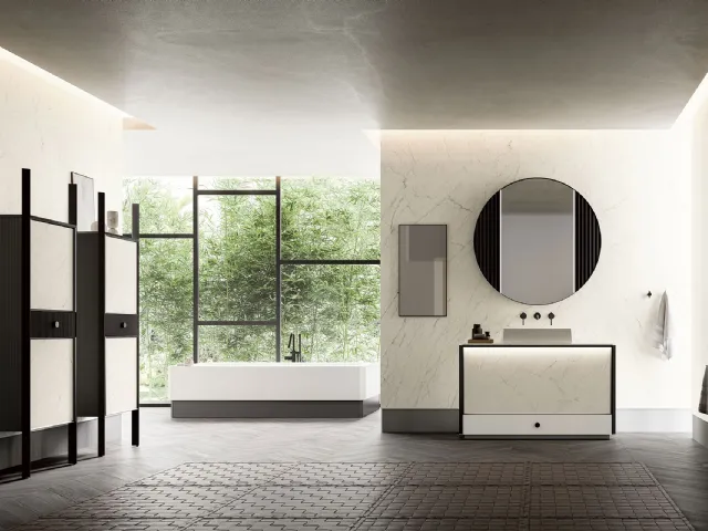 Honey 00 Bathroom Vanity in Statuarietto Laminam by Cerasa