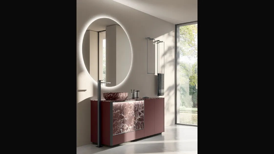 Bathroom Vanity Honey 01 in lacquered wood and resin by Cerasa.