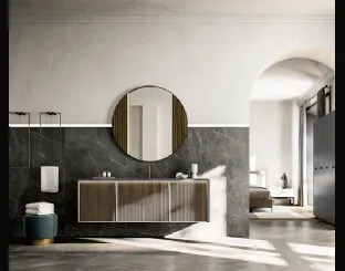 Honey 03 suspended bathroom cabinet in Canaletto Walnut by Cerasa.