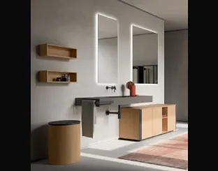 Bathroom cabinet Honey 04 in light oak veneer by Cerasa.