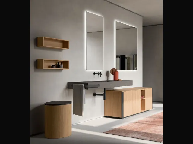 Bathroom cabinet Honey 04 in light oak veneer by Cerasa.