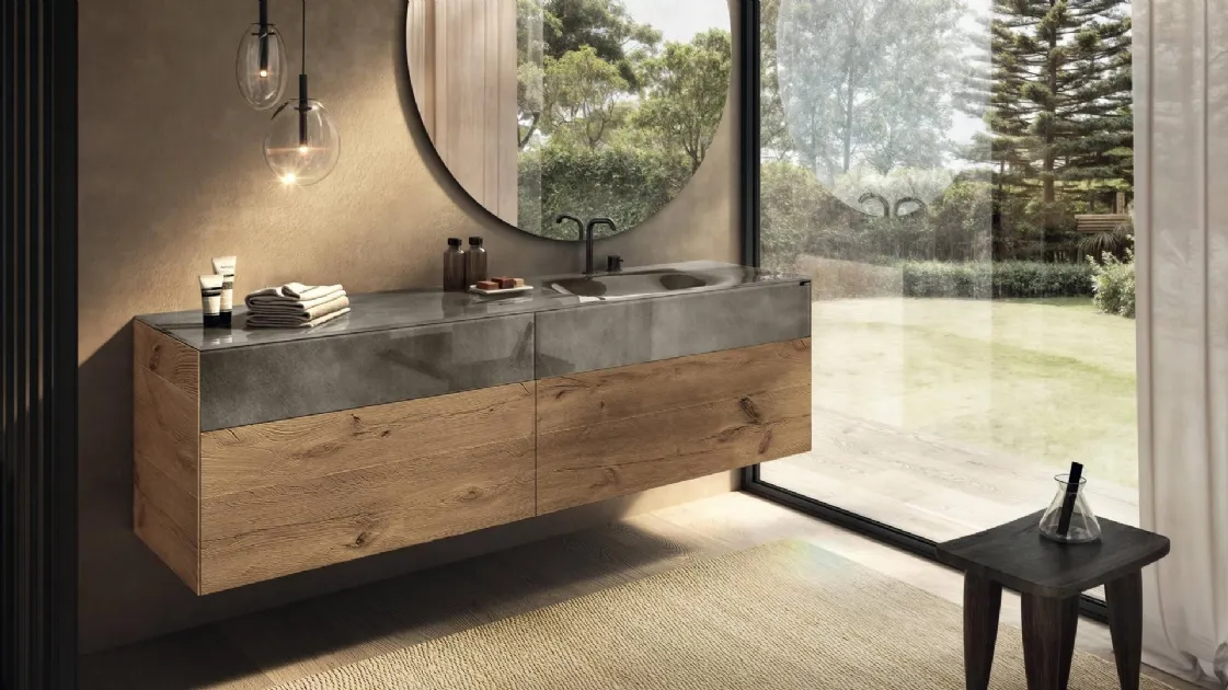Integrated glass washbasin 36e8 by Lago