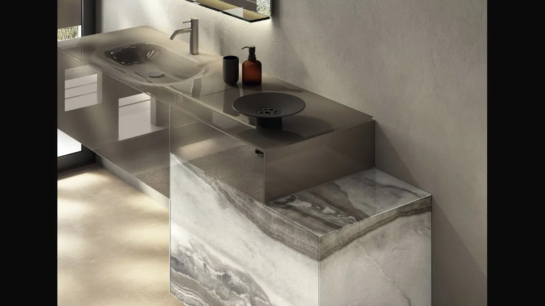 Integrated glass sink 36e8 by Lago