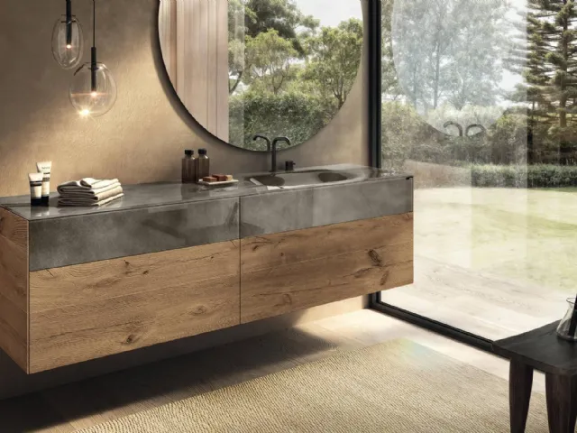 Integrated glass washbasin 36e8 by Lago
