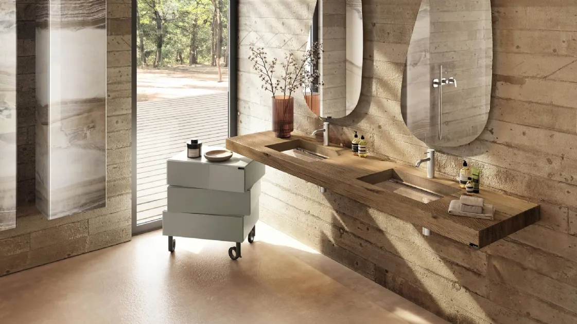 Lago's wooden and glass depth sink cabinet