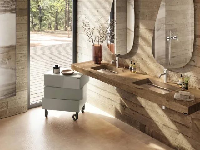 Lago's wooden and glass depth sink cabinet