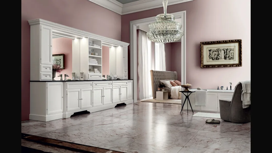 Paestum 00 Bathroom Vanity in White Lacquered by Cerasa