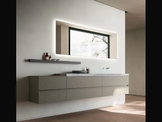 Wall-hung bathroom vanity Segno 01 by Cerasa.