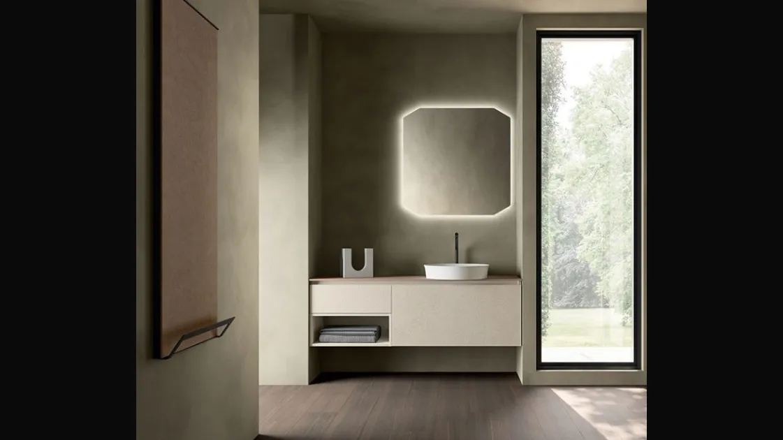 Wall-hung bathroom furniture Segno 02 by Cerasa.