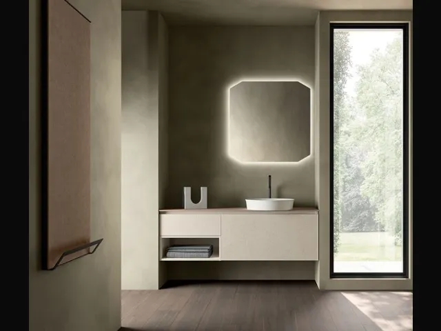 Wall-hung bathroom furniture Segno 02 by Cerasa.