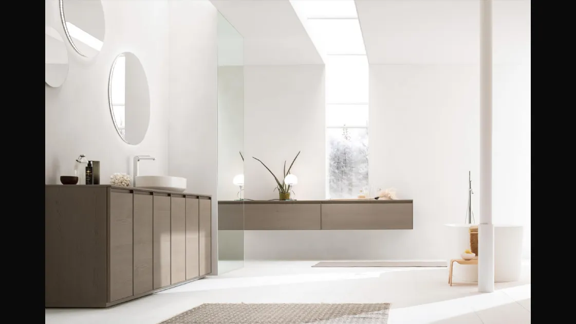 Bathroom furniture Shape 07 in barley oak by Arcom