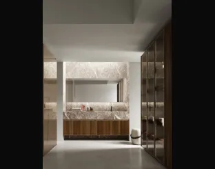 Suspended bathroom vanity unit Shape 20 in walnut by Arcom.