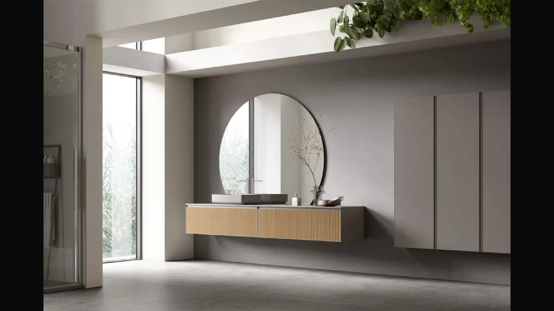 Suspended Bathroom Cabinet Shape 23 in oak by Arcom