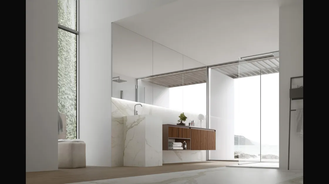 Wall-hung Bathroom Vanity Shape 30 in walnut by Arcom