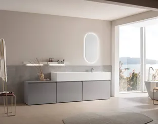 Bathroom vanity unit in lacquered glass Shape 31 by Arcom.