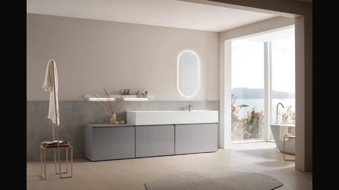 Bathroom vanity unit in lacquered glass Shape 31 by Arcom.