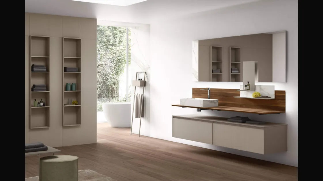 Suspended bathroom cabinet Shape 32 in lacquered glass by Arcom.