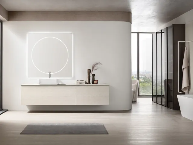 Suspended bathroom unit Soul 21 in bleached oak by Arcom.