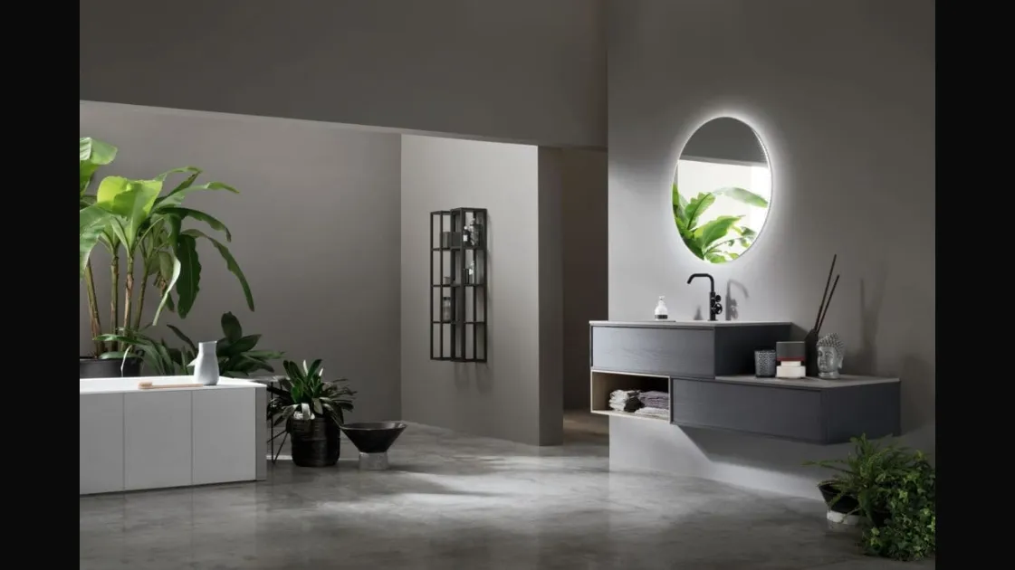 Suspended bathroom cabinet in Shadow Grey Ash Vanity 11 by Arcom