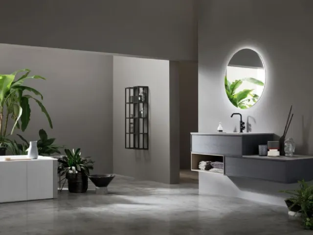 Suspended bathroom cabinet in Shadow Grey Ash Vanity 11 by Arcom