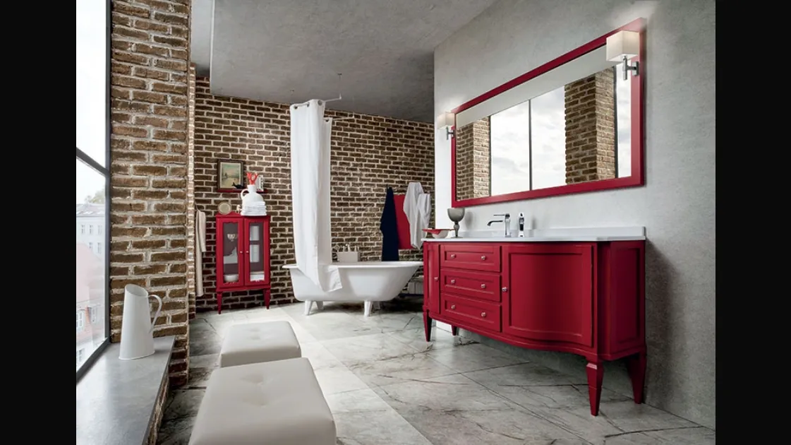 Bathroom unit York 03 in worn-out Red lacquer by Cerasa
