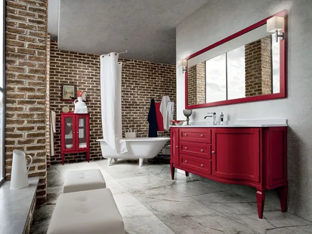 Bathroom unit York 03 in worn-out Red lacquer by Cerasa