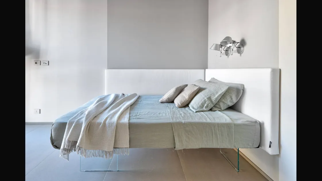 Air 1507 Bed with upholstered fabric headboard by Lago.