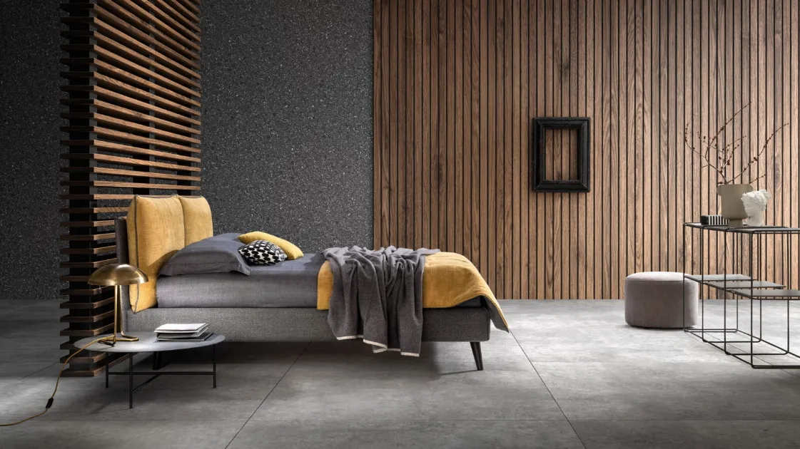 Fabric bed with adjustable headboard Arty by Bside.