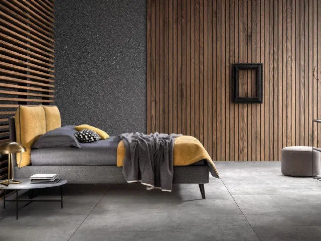 Fabric bed with adjustable headboard Arty by Bside.