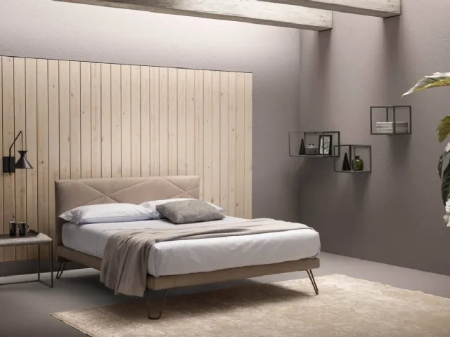 Double bed with padded and quilted headboard Break by Bside