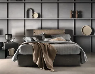 Bed with upholstered Button headboard in fabric by Bside