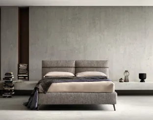 Double bed in fabric with Chop headboard by Bside.
