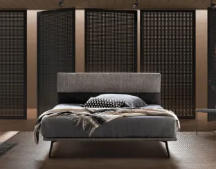 Minimal fabric bed with Dance headboard by Bside.